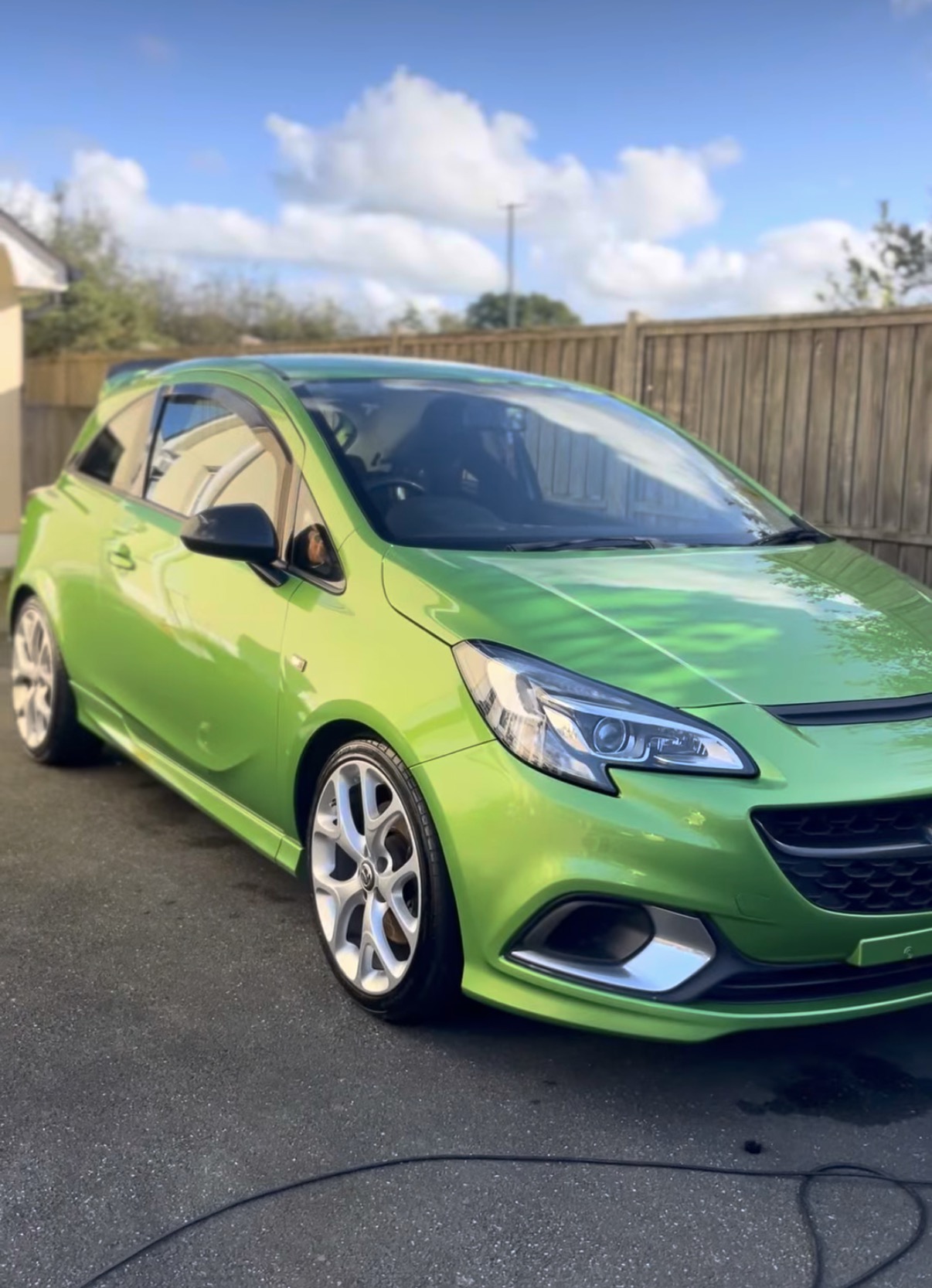Green Vauxhall after valeting